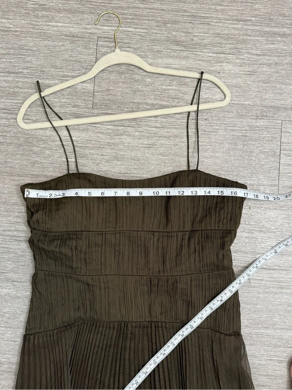 AMUR Sue Pleated Midi Dress Brown Abstract Print Pleated Chiffon Slip Dress 10 - Picture 5 of 7